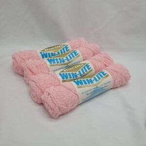 Vtg 4 Skeins Bucilla Win-Lite Light Pink 7 Yarn 1 Oz Each Acrylic Nylon Art 7228